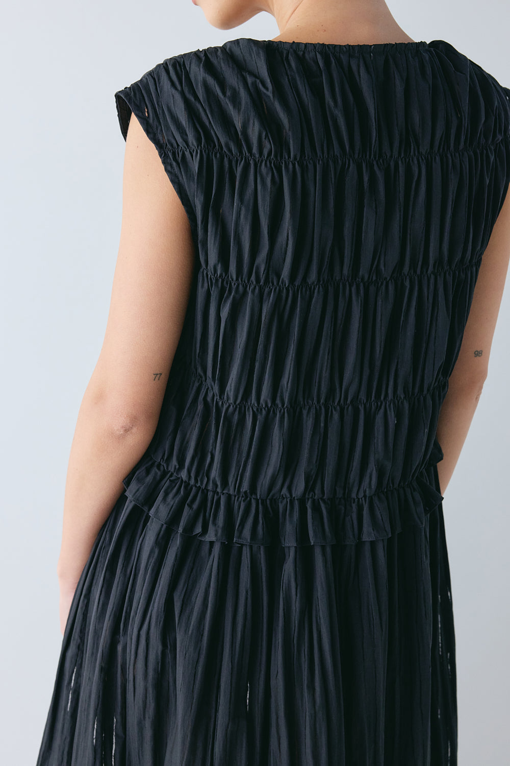 Izabel Maxi Dress Black Sheer Stripe