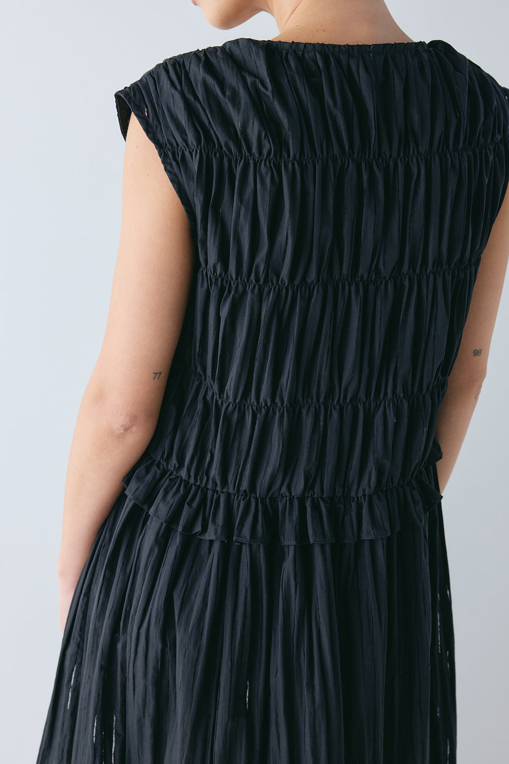 Izabel Maxi Dress Black Sheer Stripe