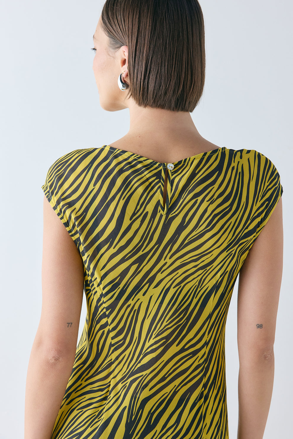 Yuri Sheer Midi Dress Yellow Tiger 