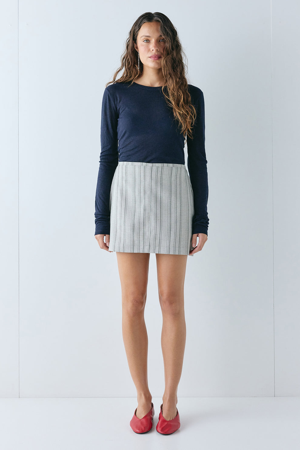 Theo Mini Skirt Grey Stripe - size:Stephanie:AU 6 / US 2