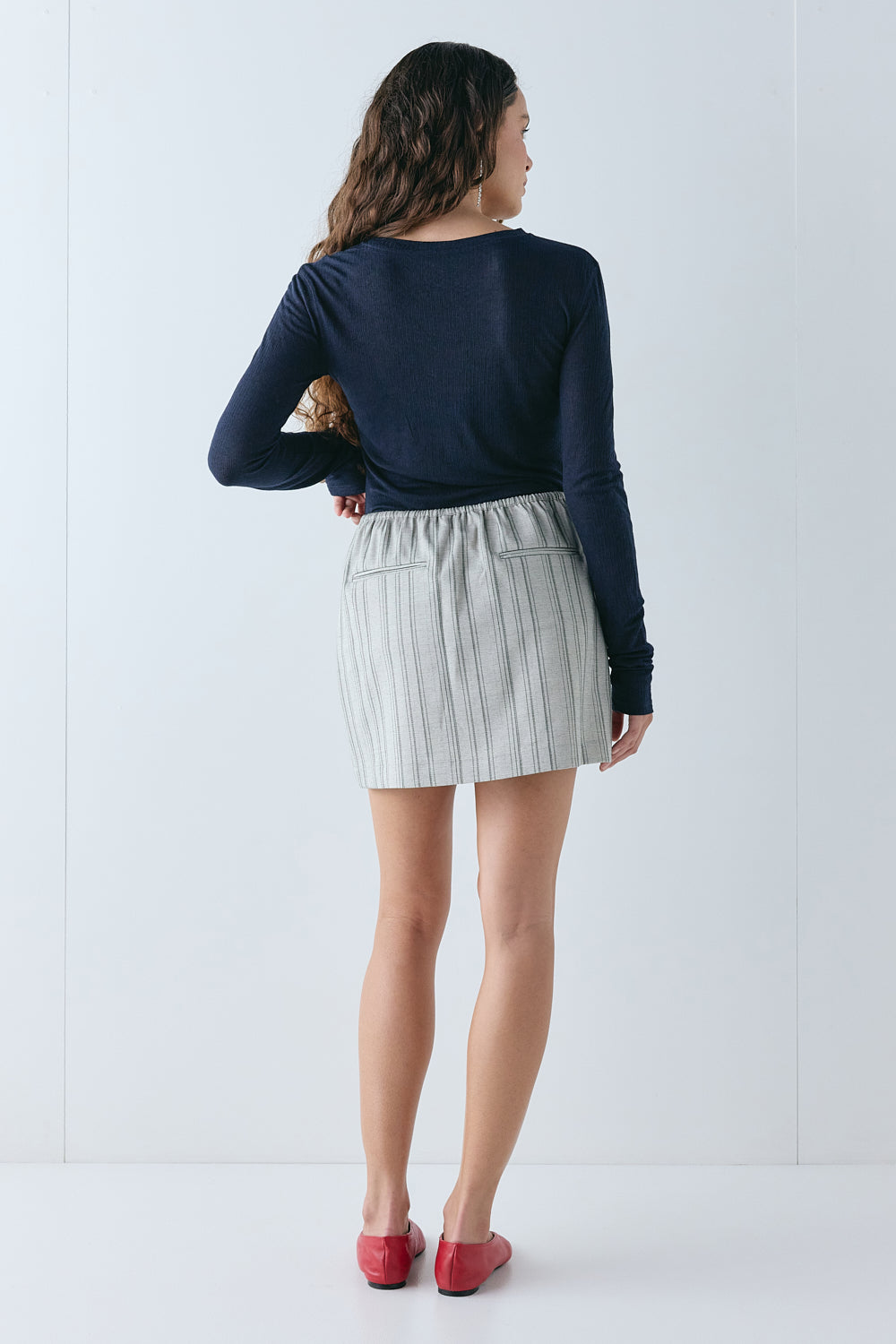Theo Mini Skirt Grey Stripe