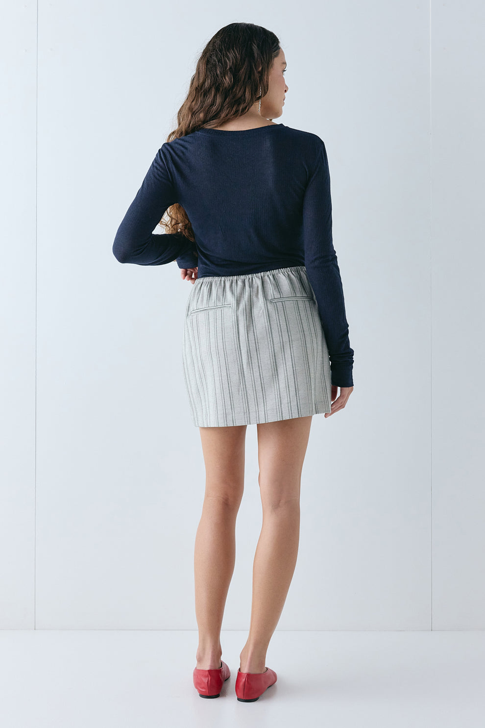 Theo Mini Skirt Grey Stripe