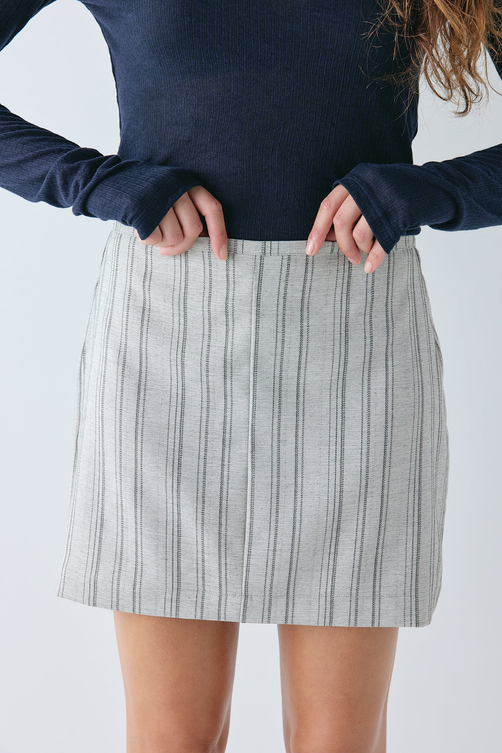 Theo Mini Skirt Grey Stripe