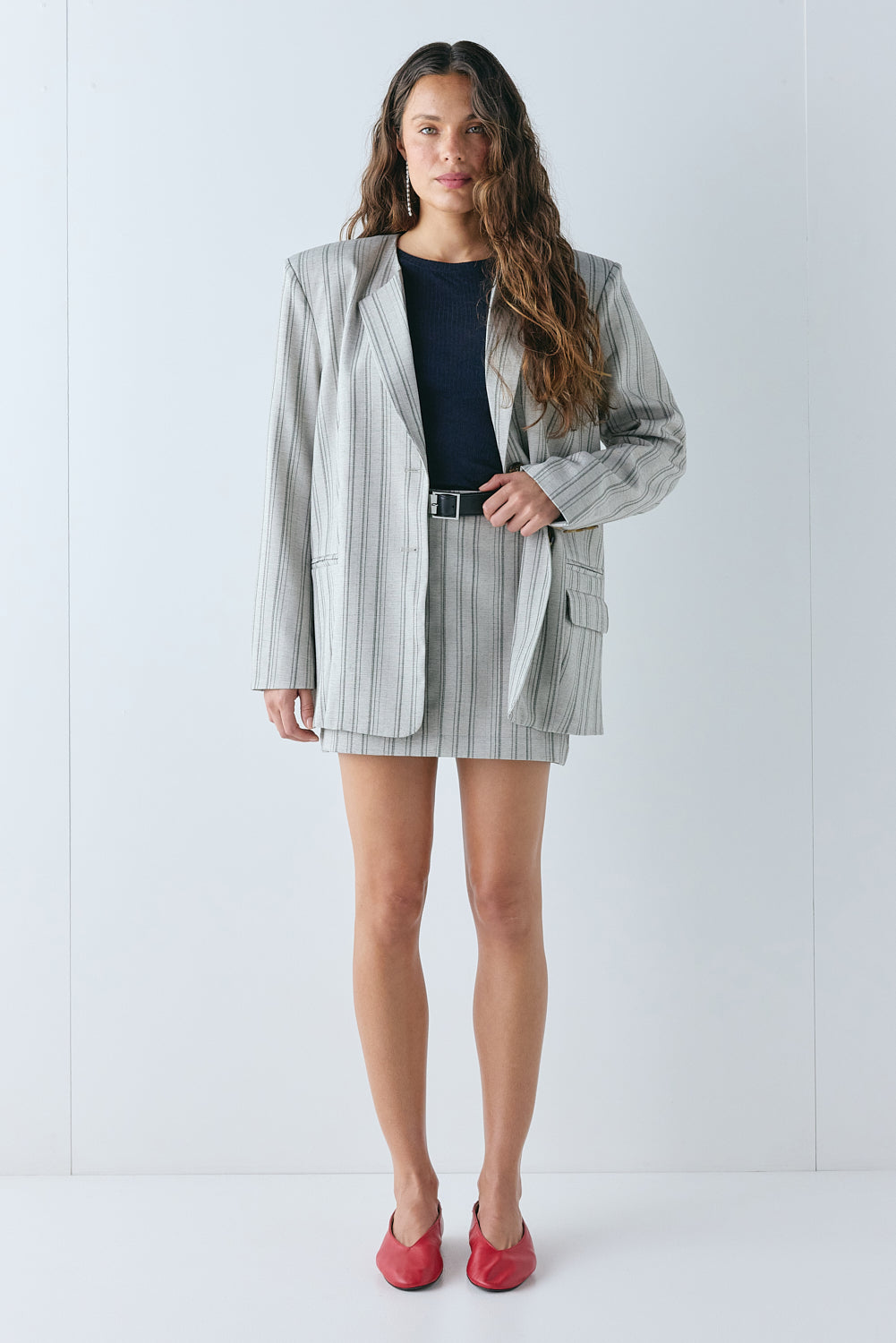Theo Mini Skirt Grey Stripe