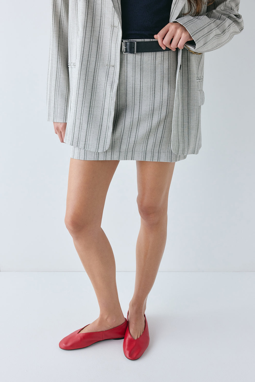 Theo Mini Skirt Grey Stripe