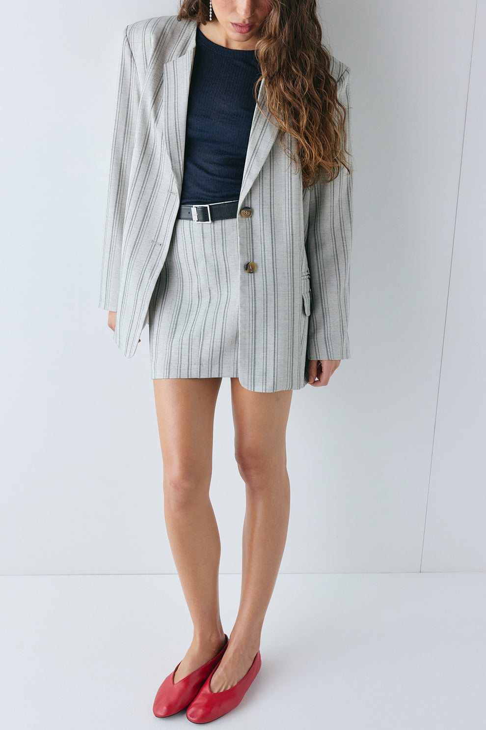 Theo Mini Skirt Grey Stripe