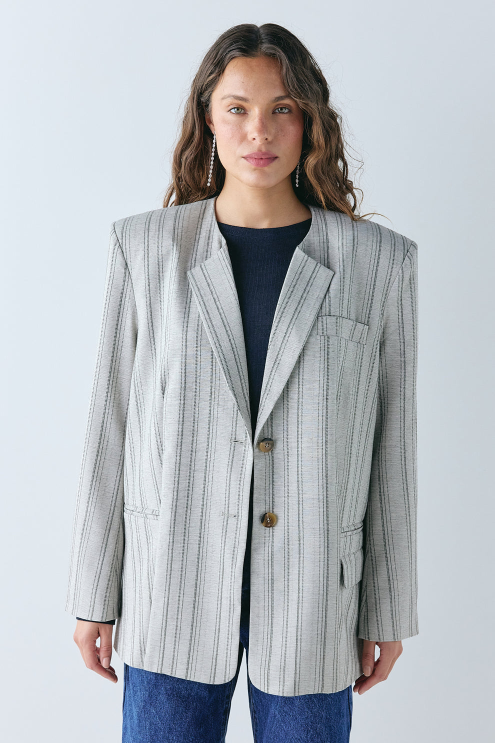 Bennett Blazer Grey Stripe - size:Stephanie:AU 6 / US 2