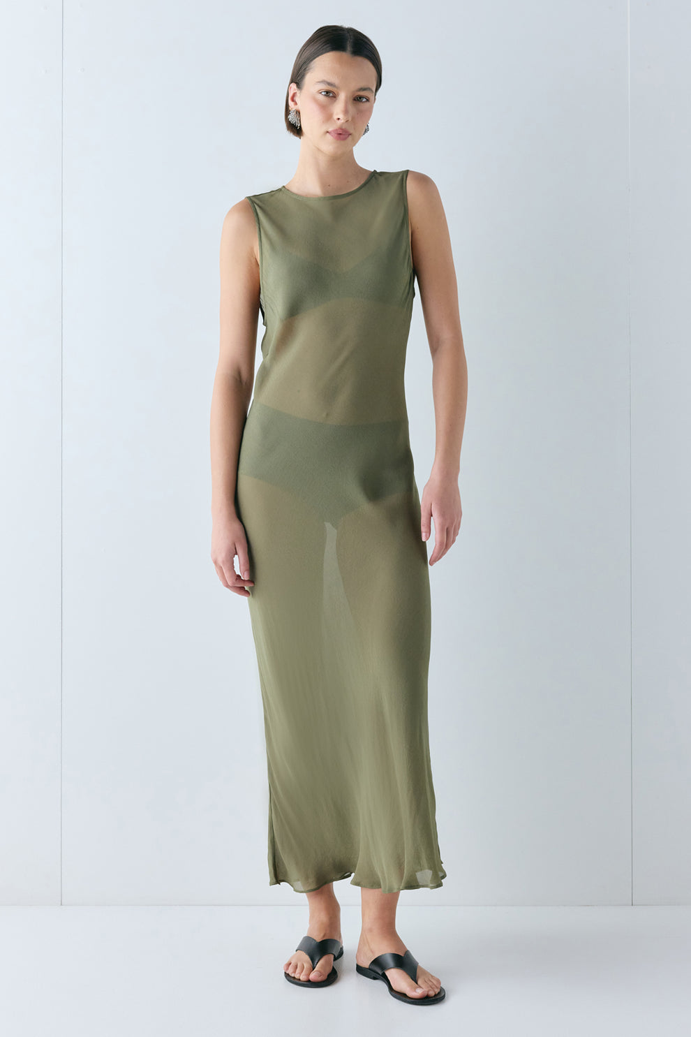Francesca Sheer Maxi Dress Olive