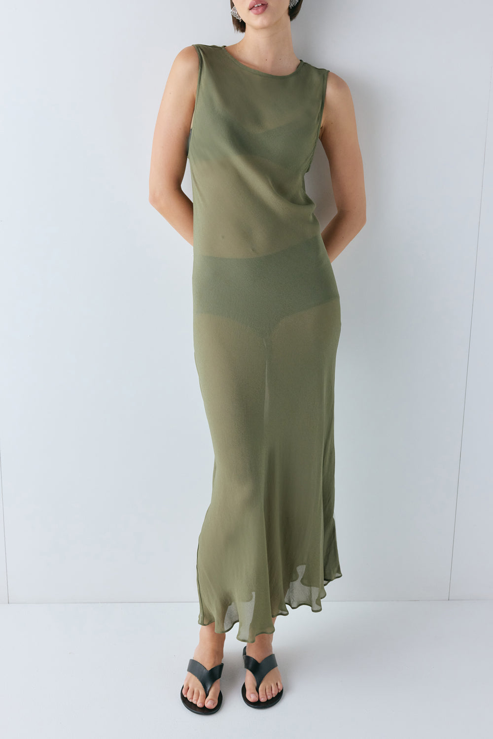 Francesca Sheer Maxi Dress Olive