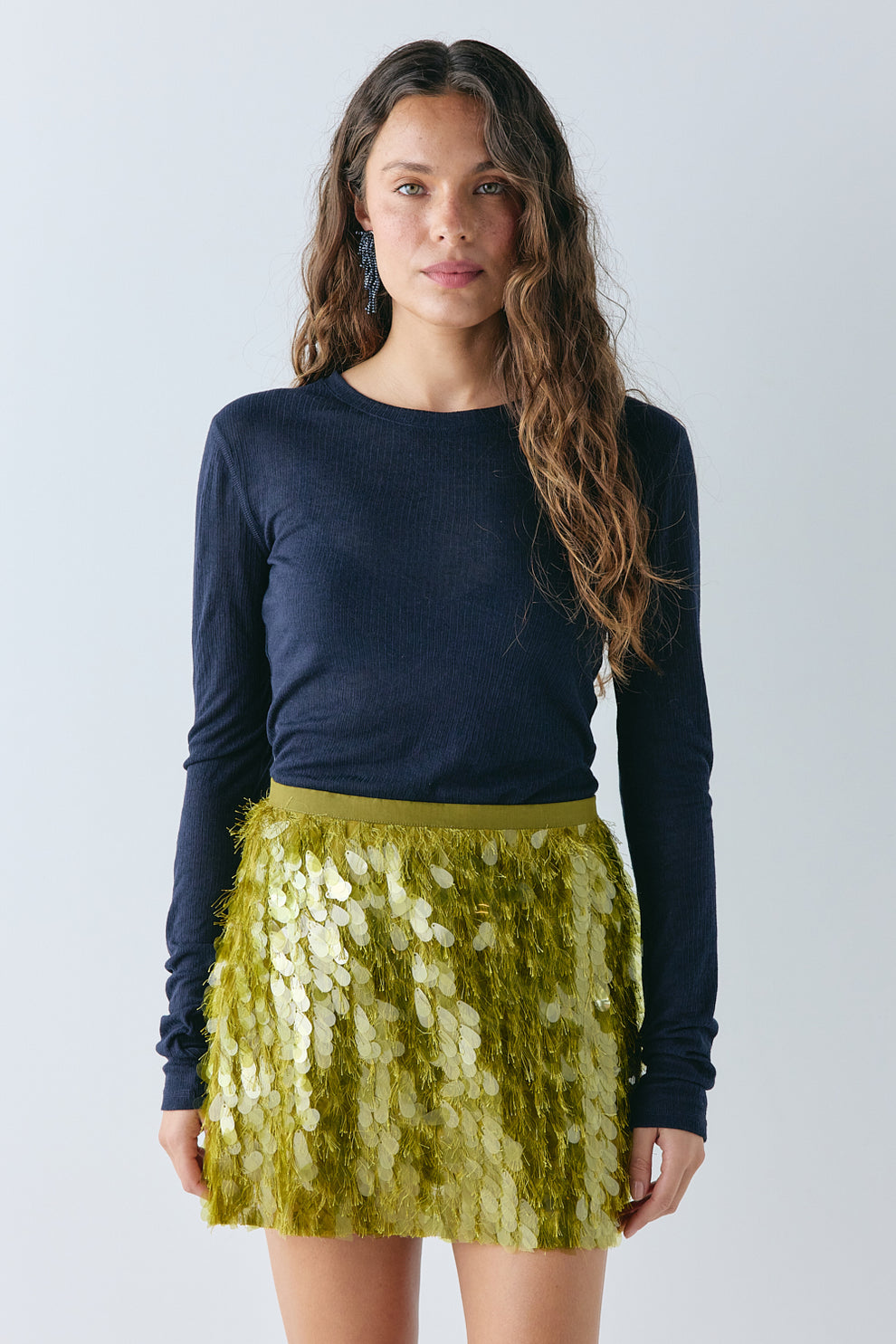 Freida Sequin Mini Skirt Chartreuse - size:Stephanie:AU 6 / US 2