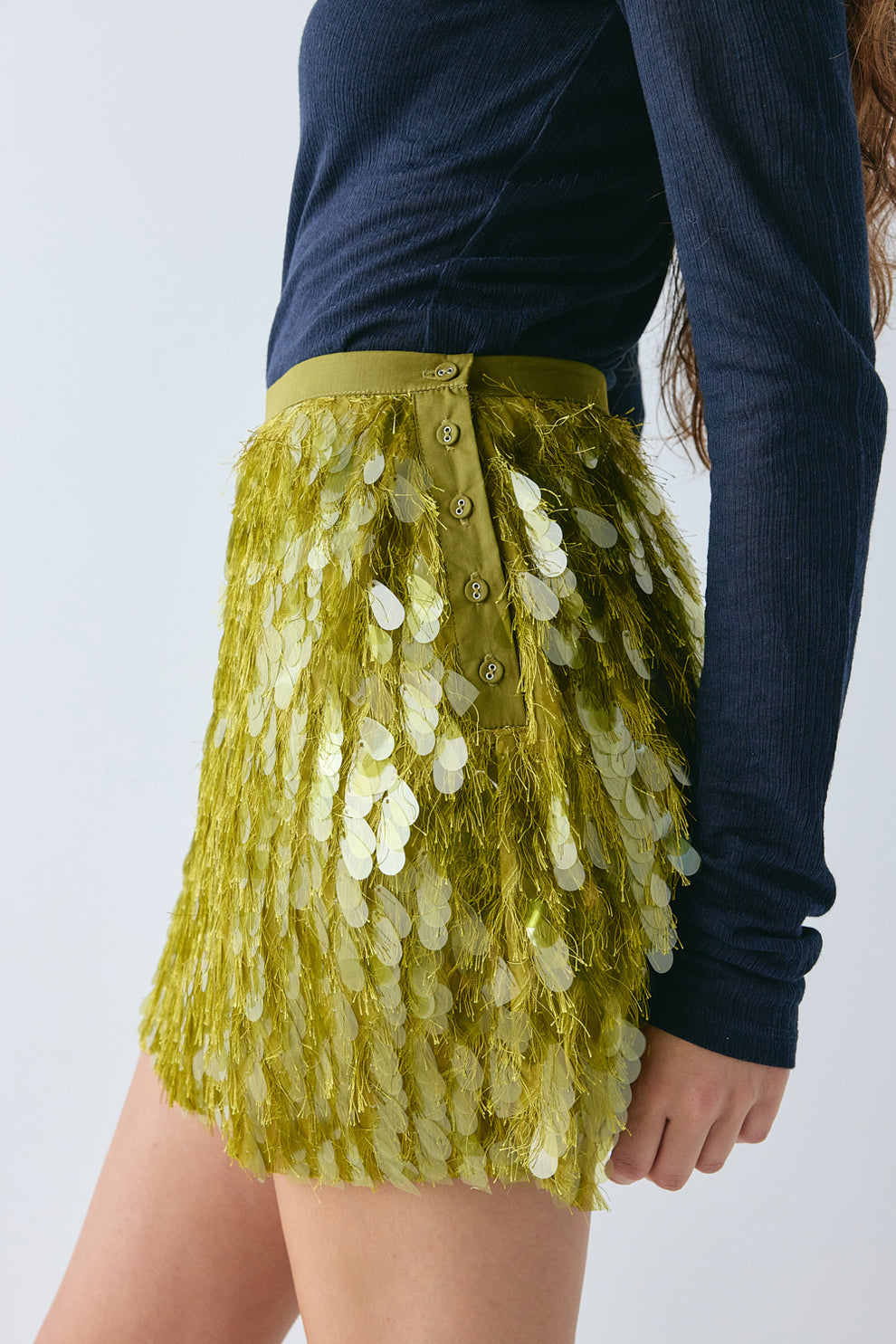 Freida Sequin Mini Skirt Chartreuse 
