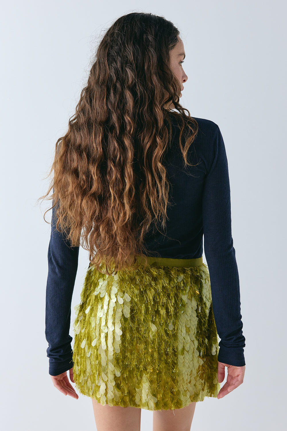 Freida Sequin Mini Skirt Chartreuse 
