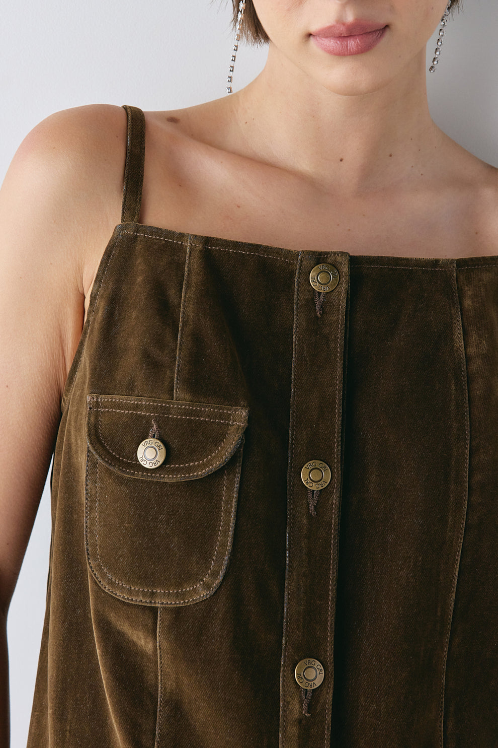 Cece Flocked Denim Maxi Dress Brown 