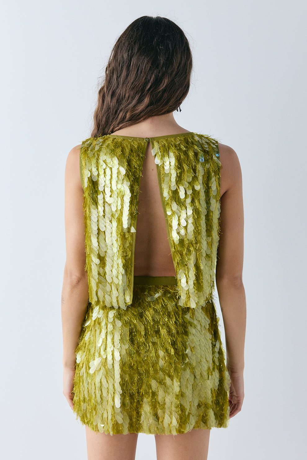 Freida Sequin Mini Skirt Chartreuse 