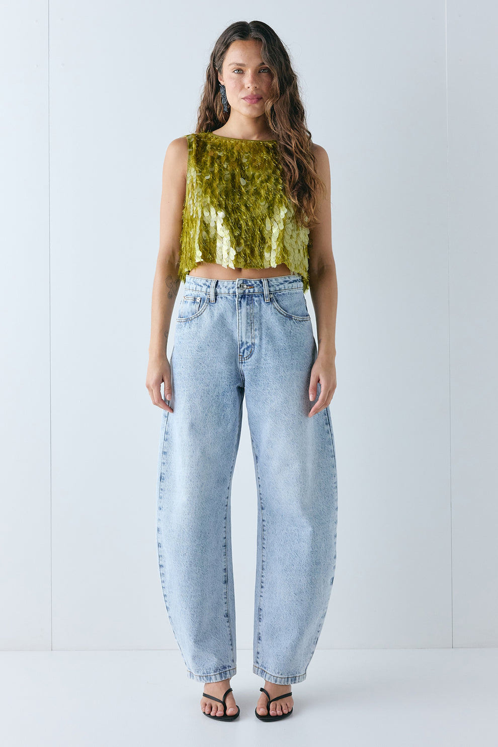 Gwen Sequin Top Chartreuse 