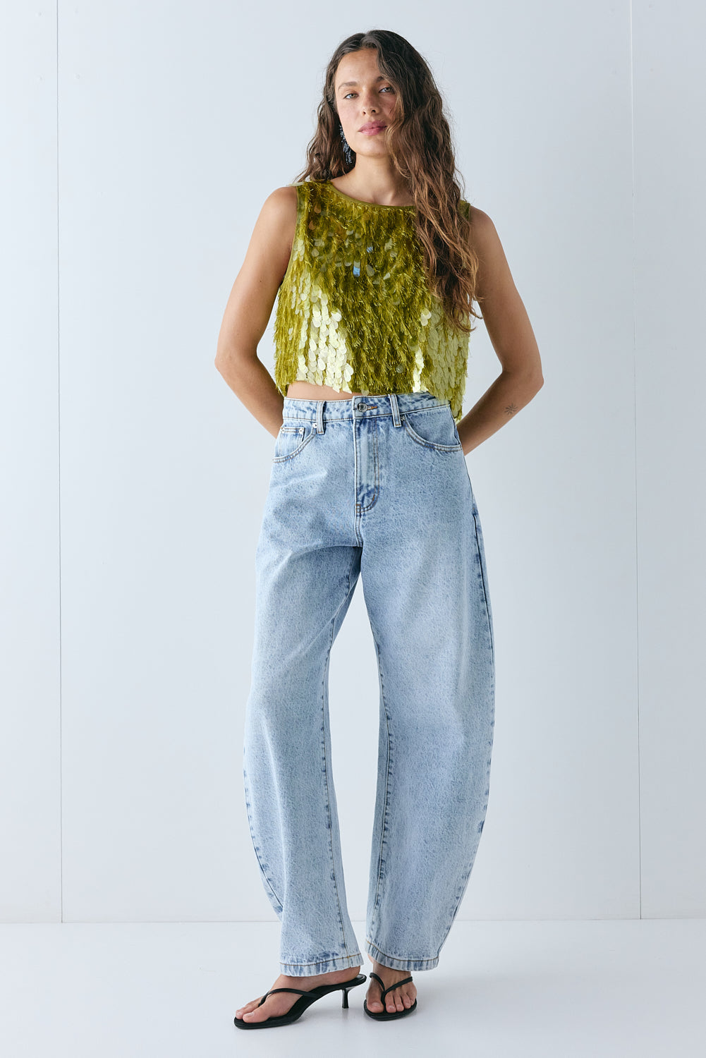 Gwen Sequin Top Chartreuse 