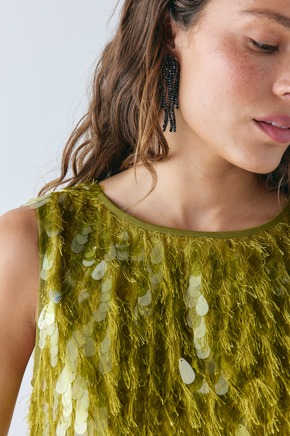 Gwen Sequin Top Chartreuse 