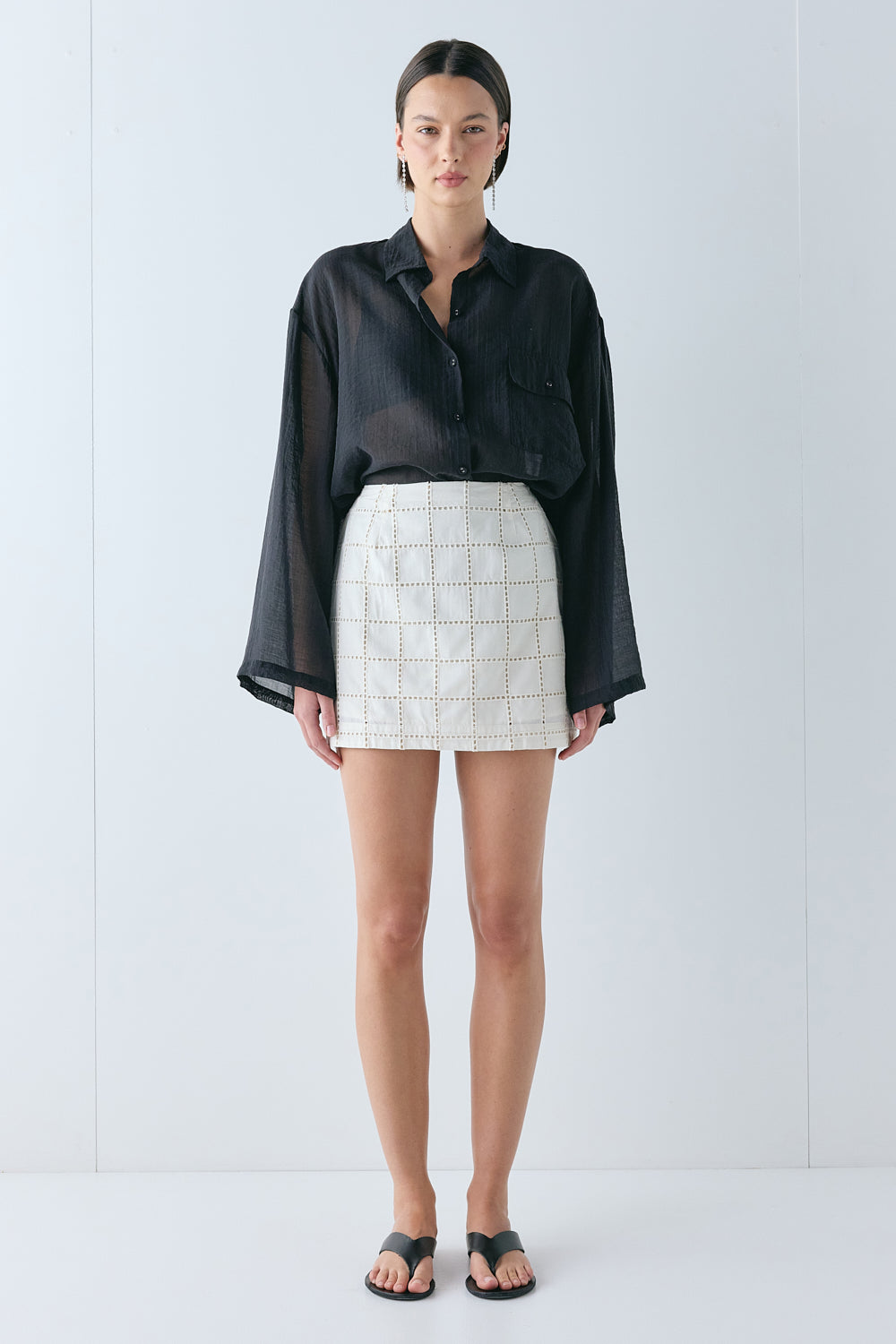 Jovi Anglaise Mini Skirt Cream