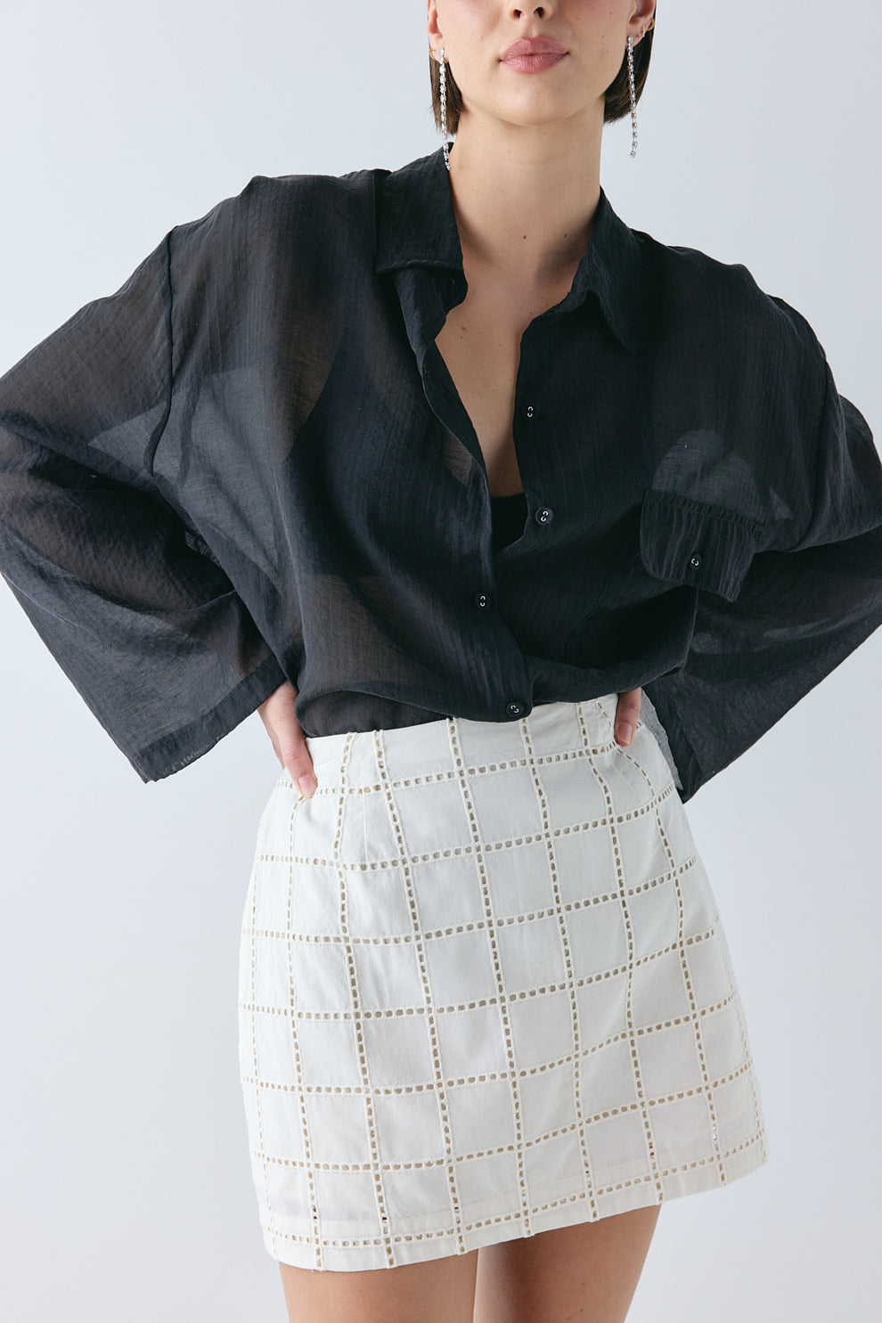 Jovi Anglaise Mini Skirt Cream