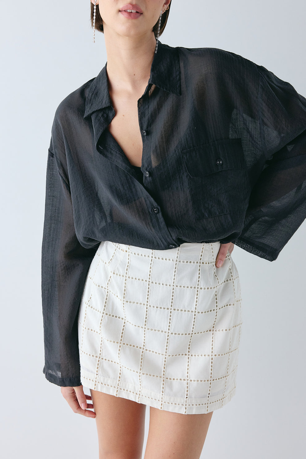 Jovi Anglaise Mini Skirt Cream