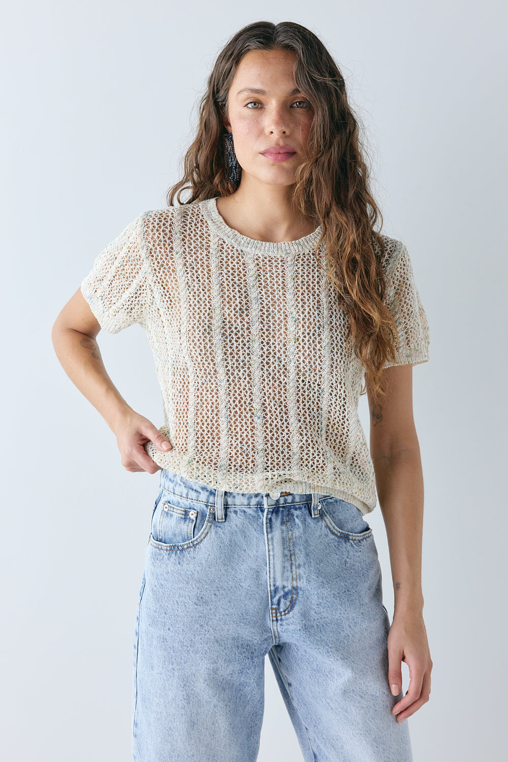 Cara Knit Top Cream Speckle 