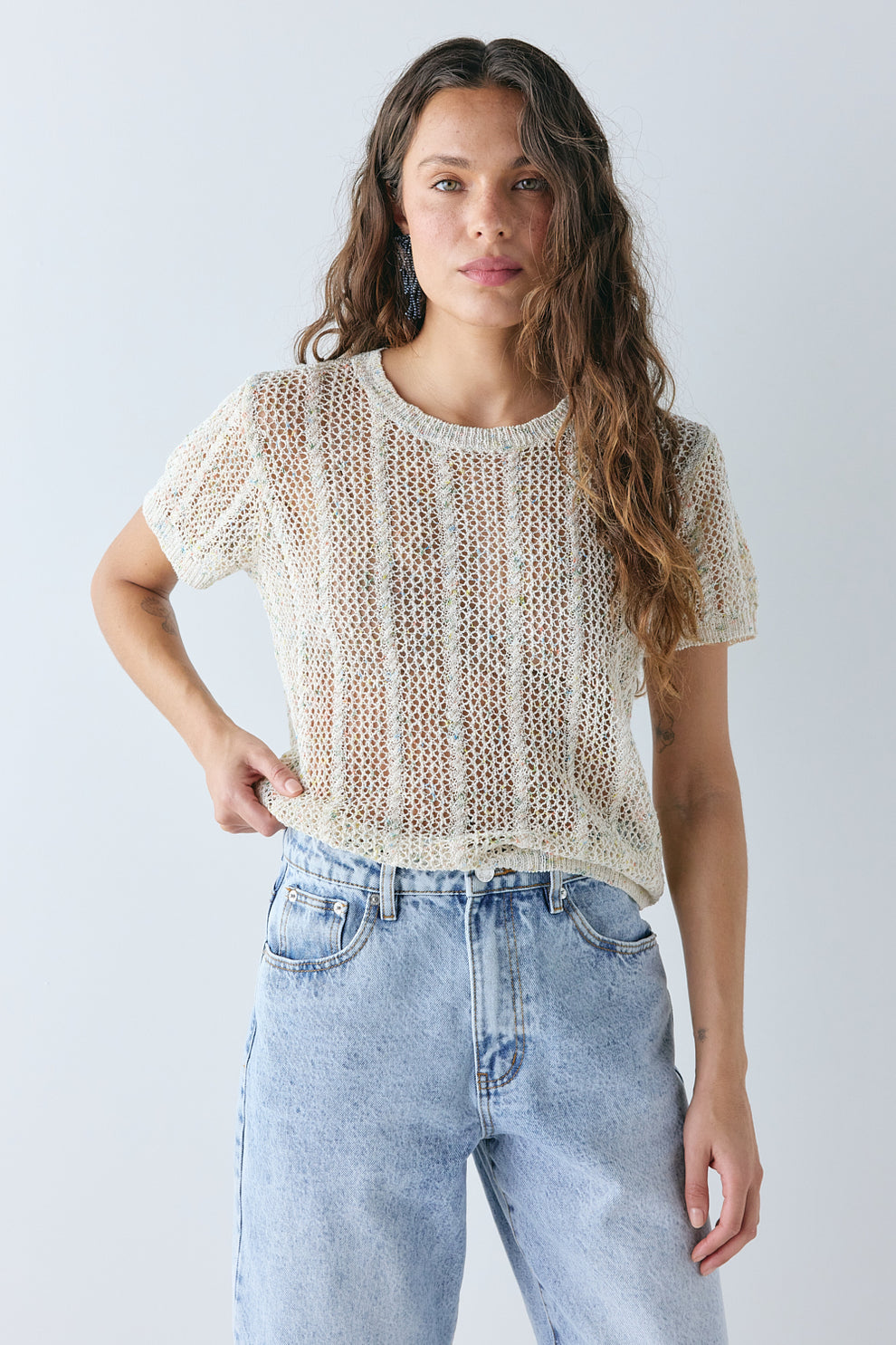 Cara Knit Top Cream Speckle 