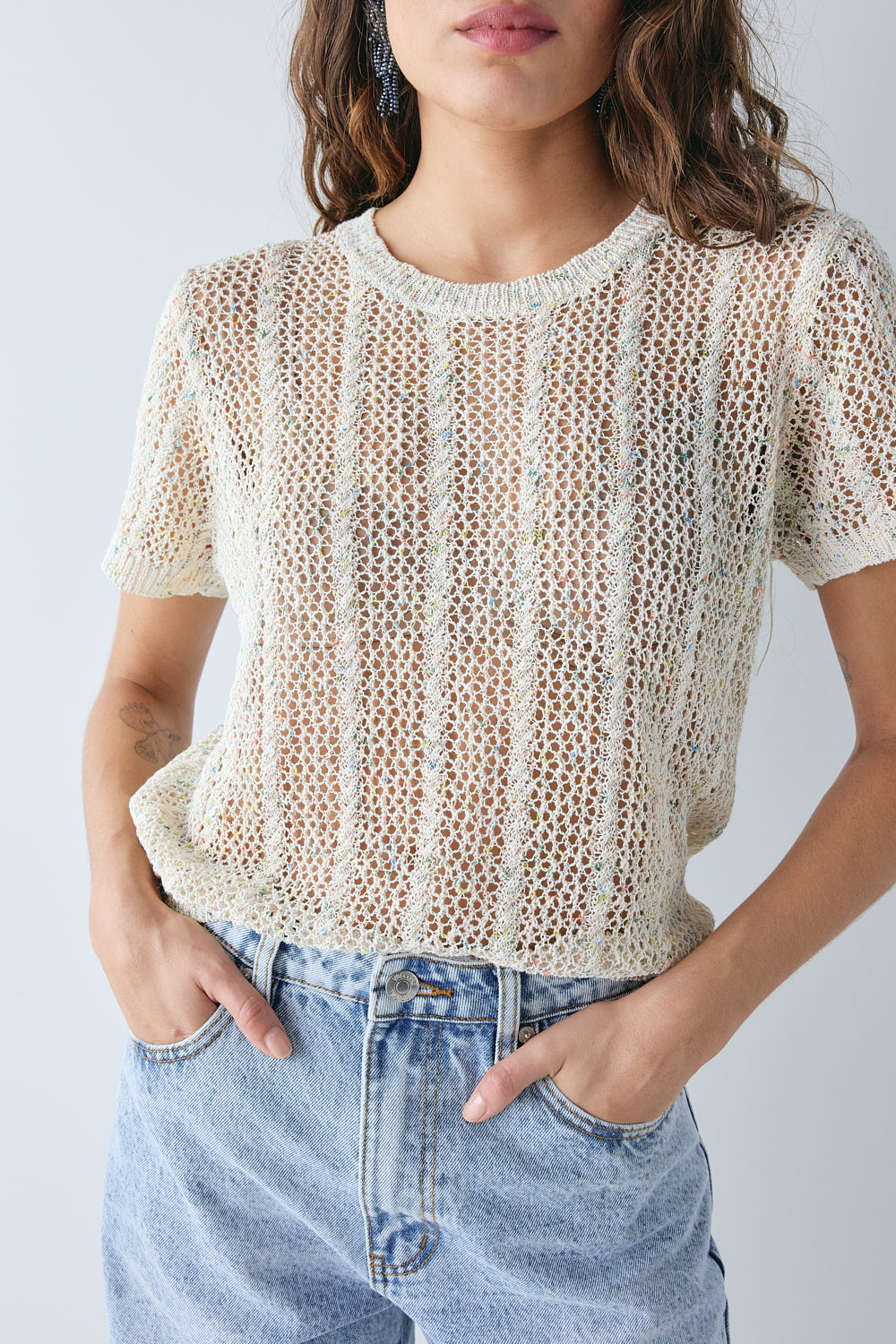 Cara Knit Top Cream Speckle 