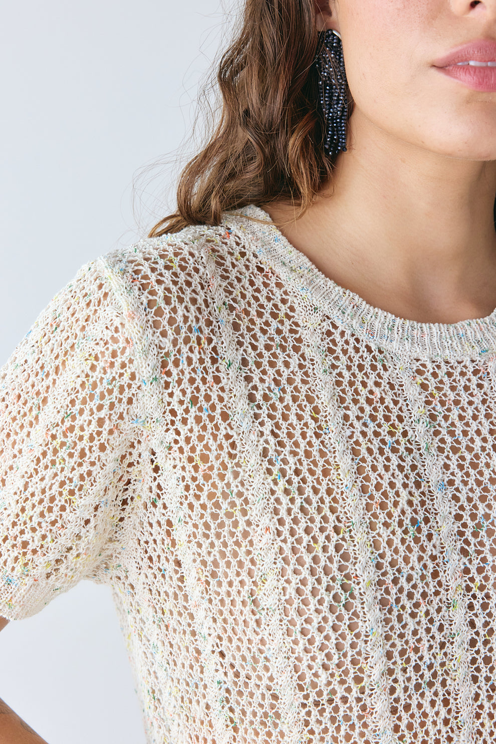 Cara Knit Top Cream Speckle 