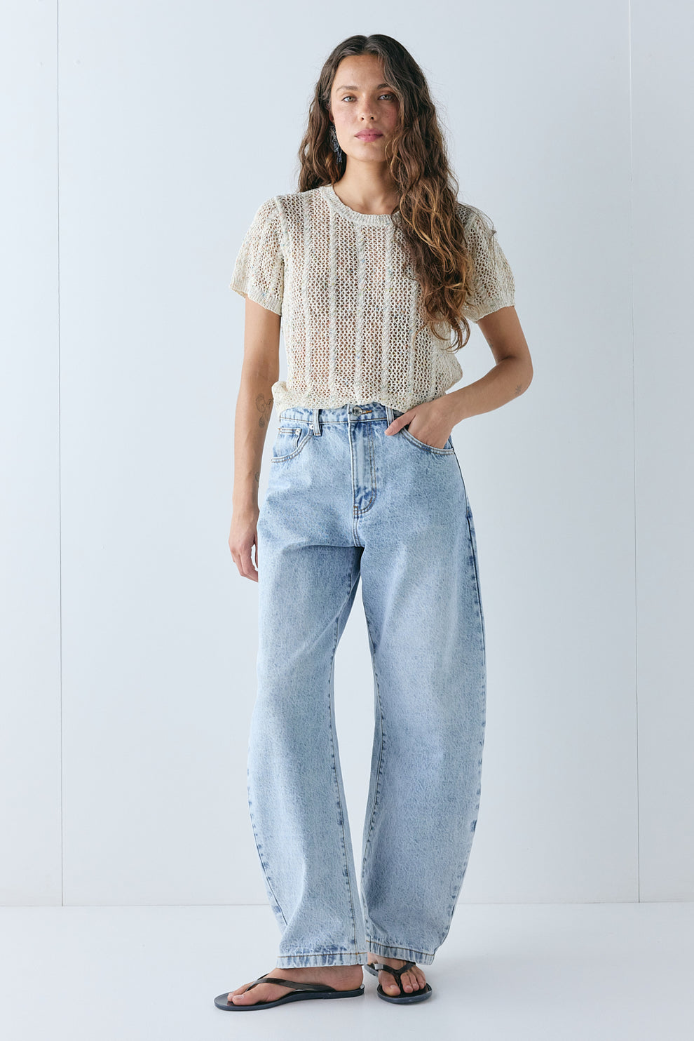 Cara Knit Top Cream Speckle 