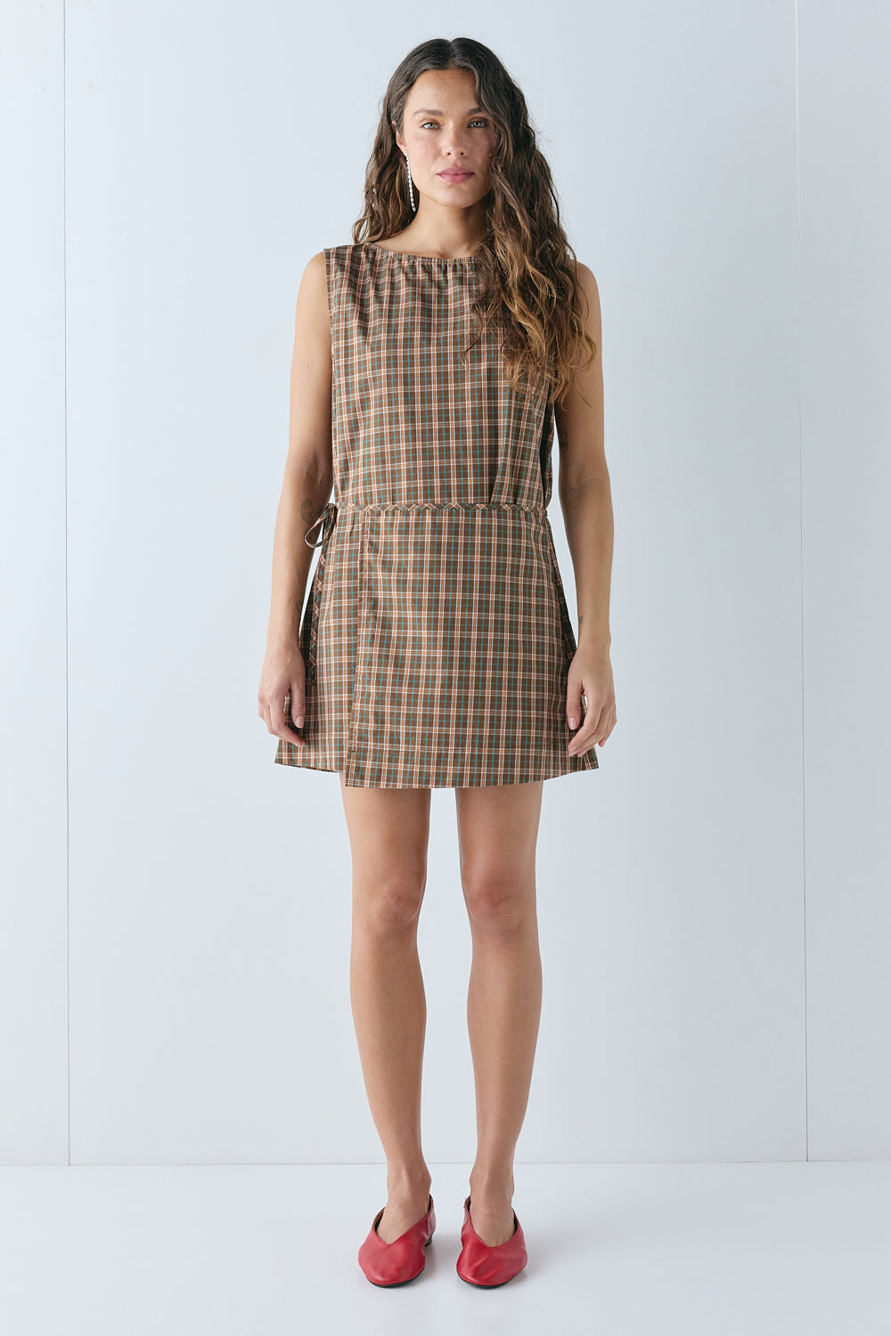Presley Mini Dress Brown Check - size:Stephanie:AU 6 / US 2