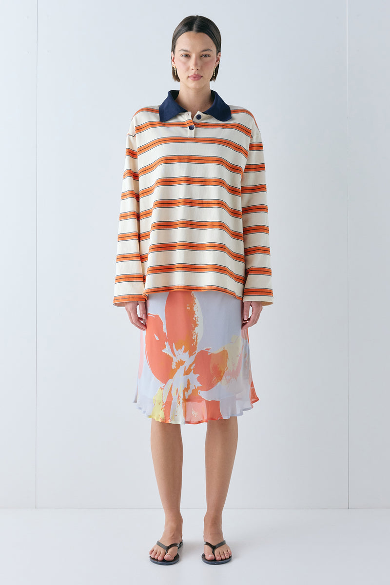Kinsley Polo Tangerine Stripe - size:Alida:AU 6 / US 2
