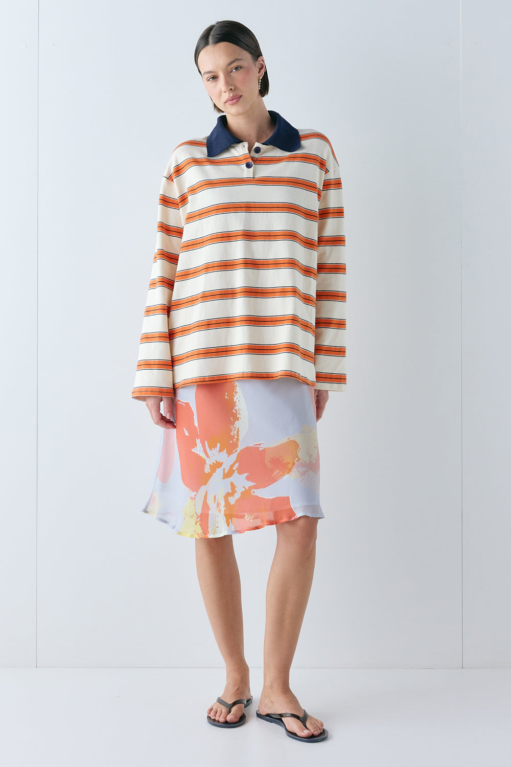 Kinsley Polo Tangerine Stripe