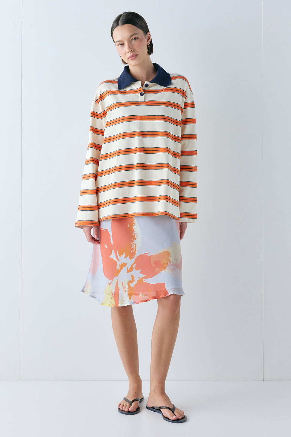 Kinsley Polo Tangerine Stripe
