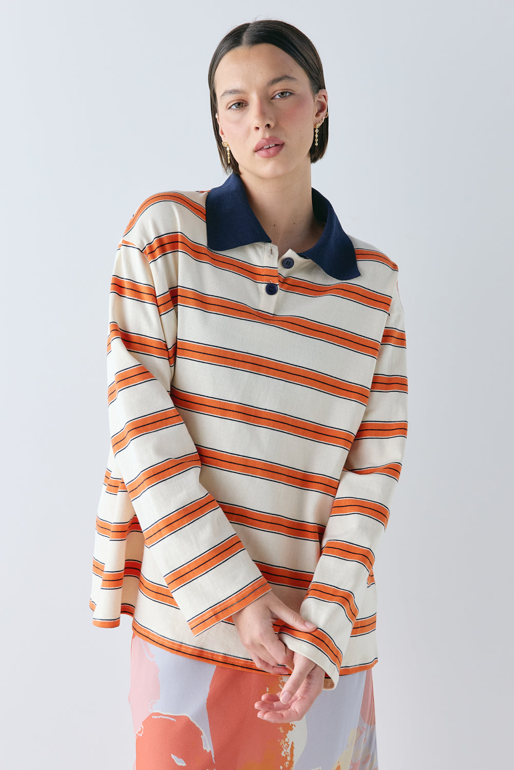 Kinsley Polo Tangerine Stripe