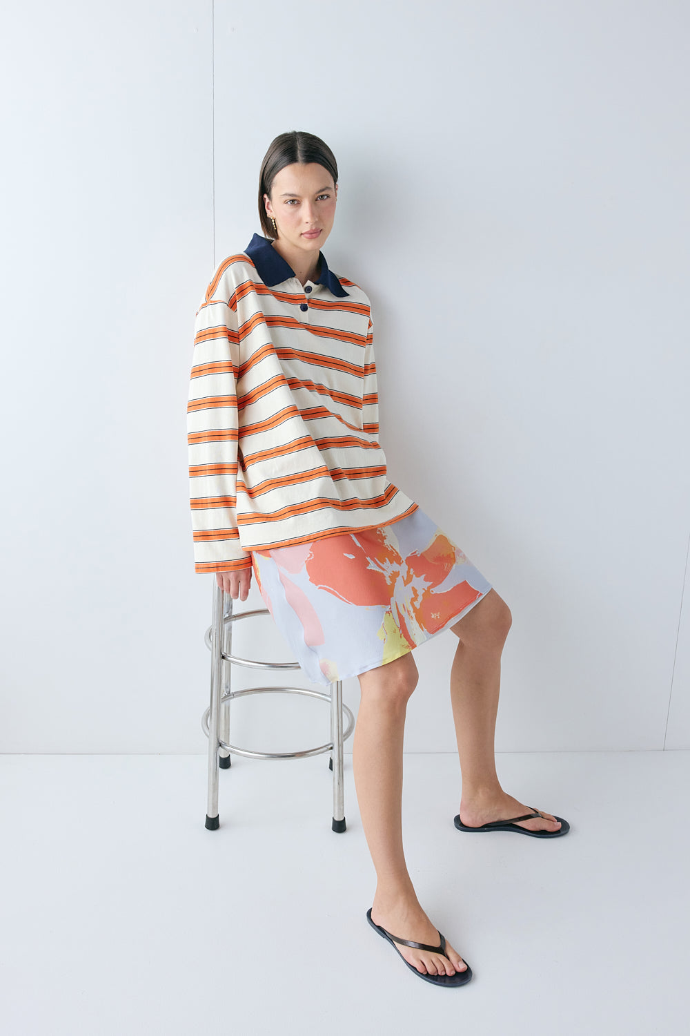 Kinsley Polo Tangerine Stripe