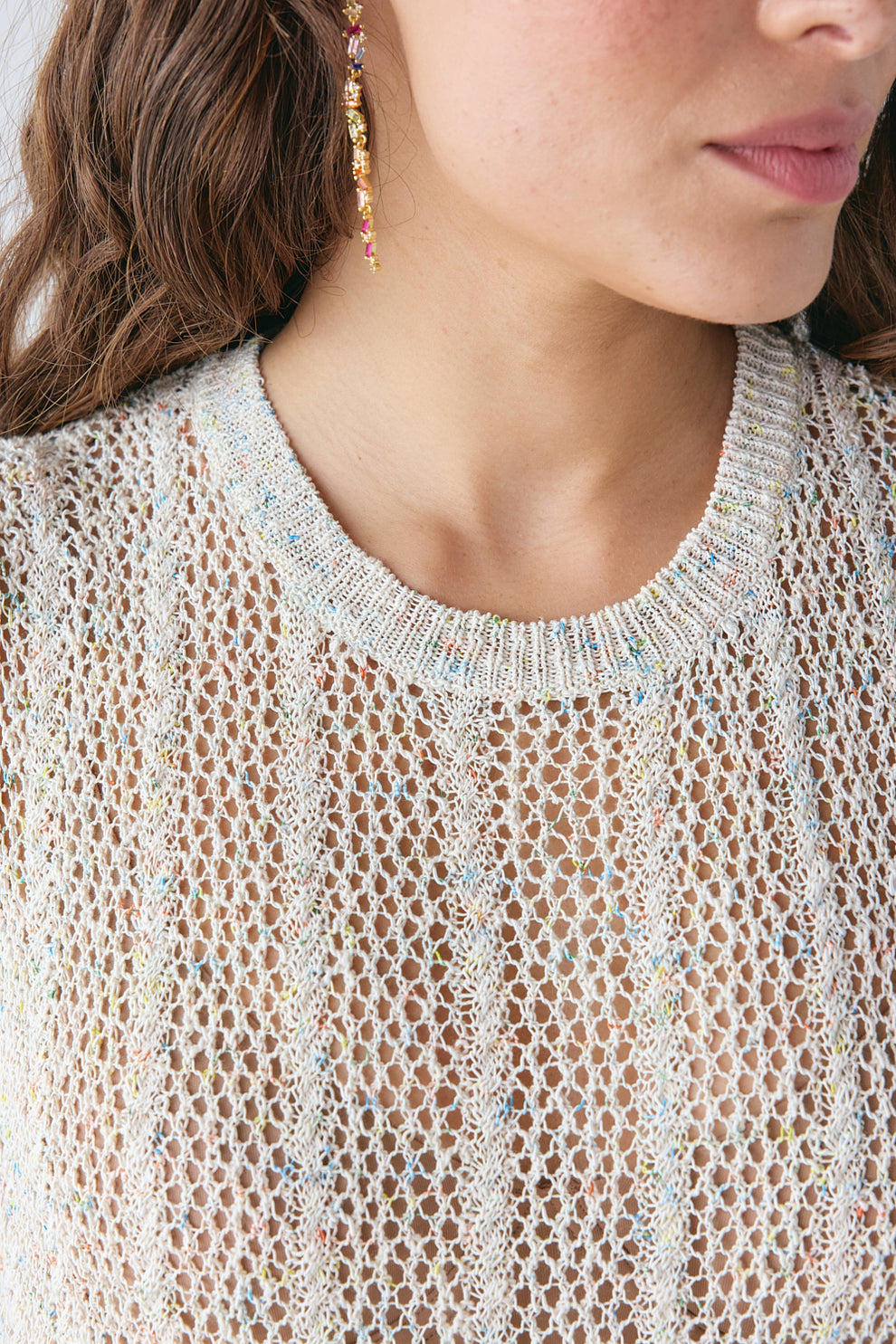 Eleanor Knit Midi Dress Cream Speckle