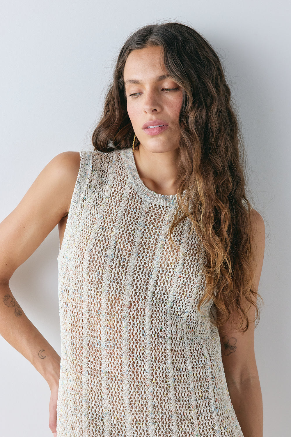 Eleanor Knit Midi Dress Cream Speckle