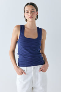 Freddie Tank Navy Stripe