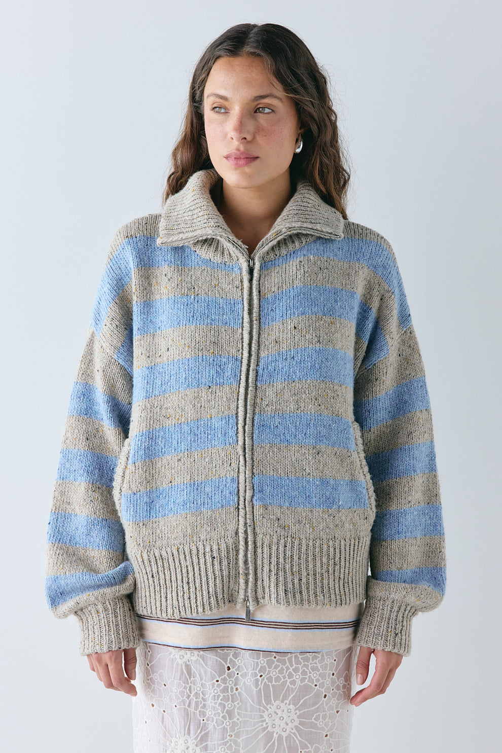 Saige Knit Jumper Blue Stripe - size:Stephanie:XS