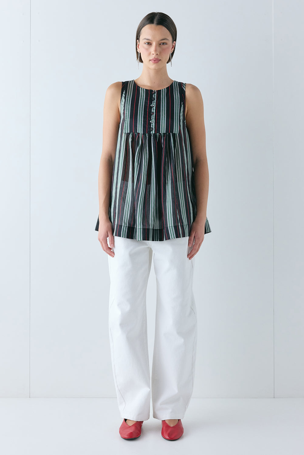 Juliet Tunic Top Green Stripe