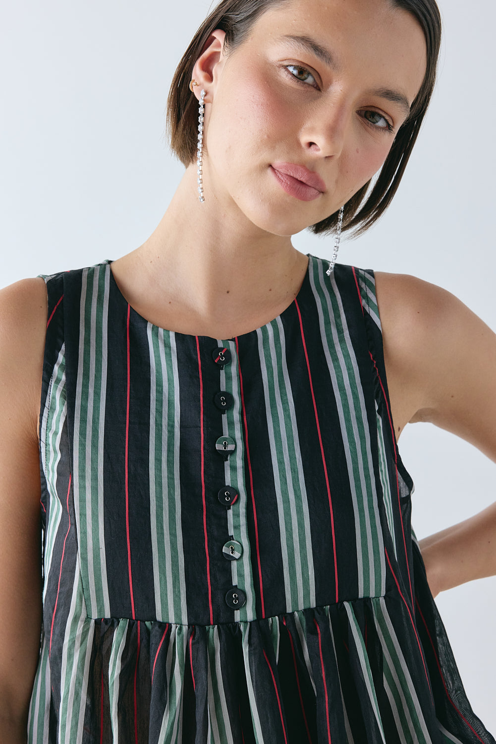 Juliet Tunic Top Green Stripe