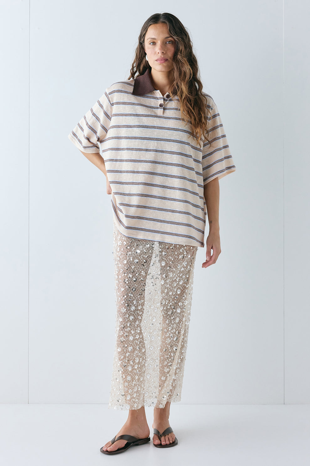 Kinsley Short Sleeve Polo Chocolate Stripe 