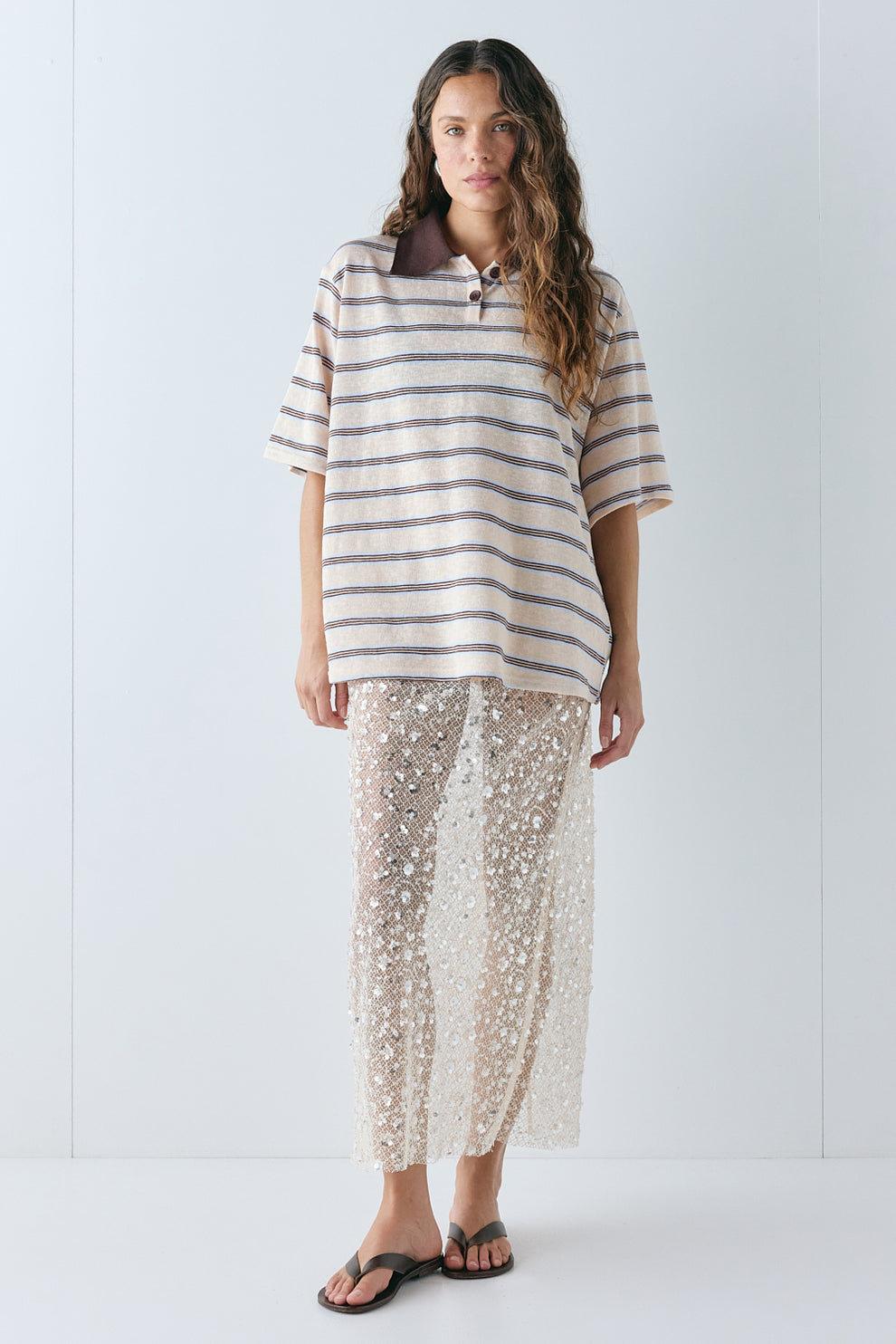 Kinsley Short Sleeve Polo Chocolate Stripe 