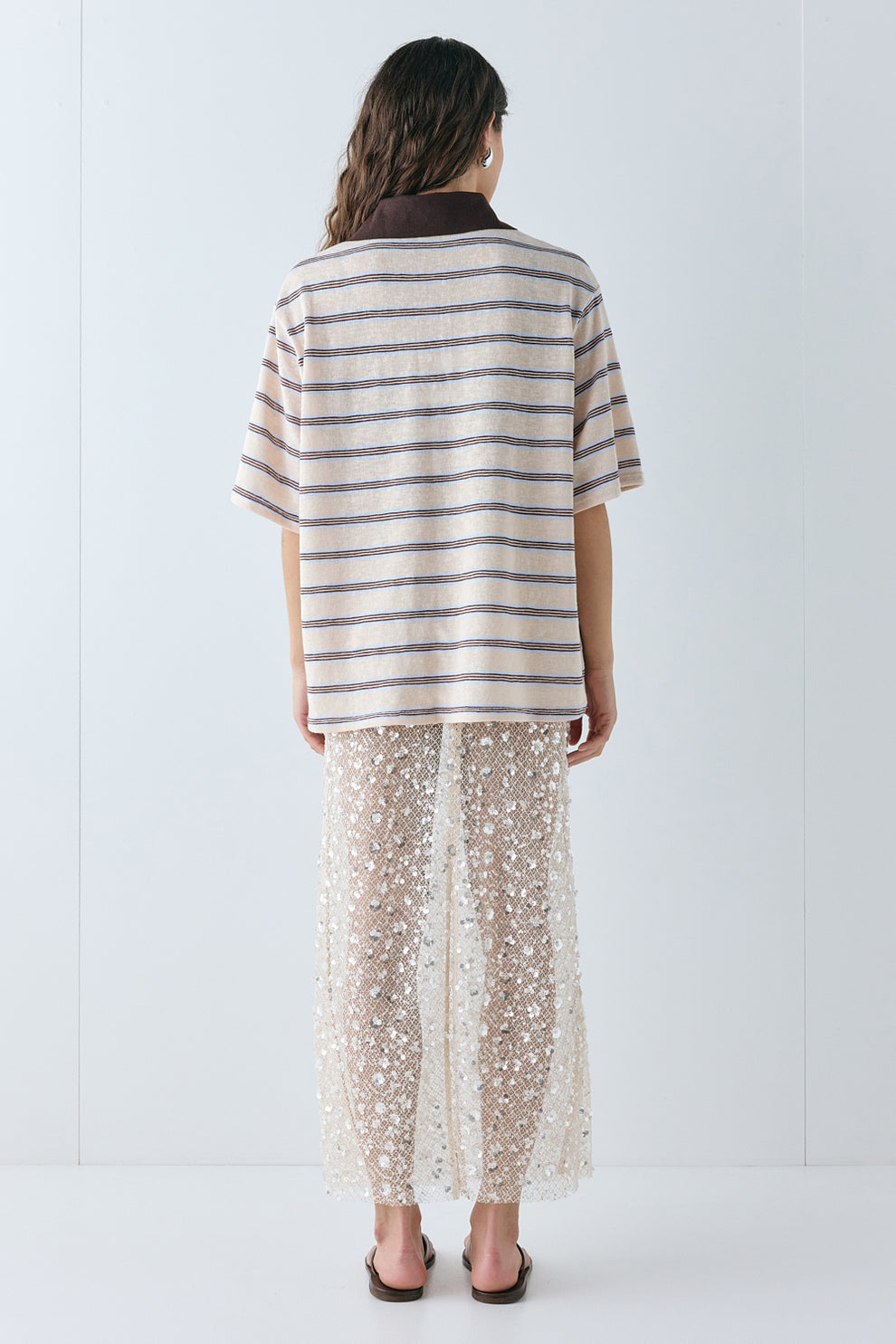 Kinsley Short Sleeve Polo Chocolate Stripe 