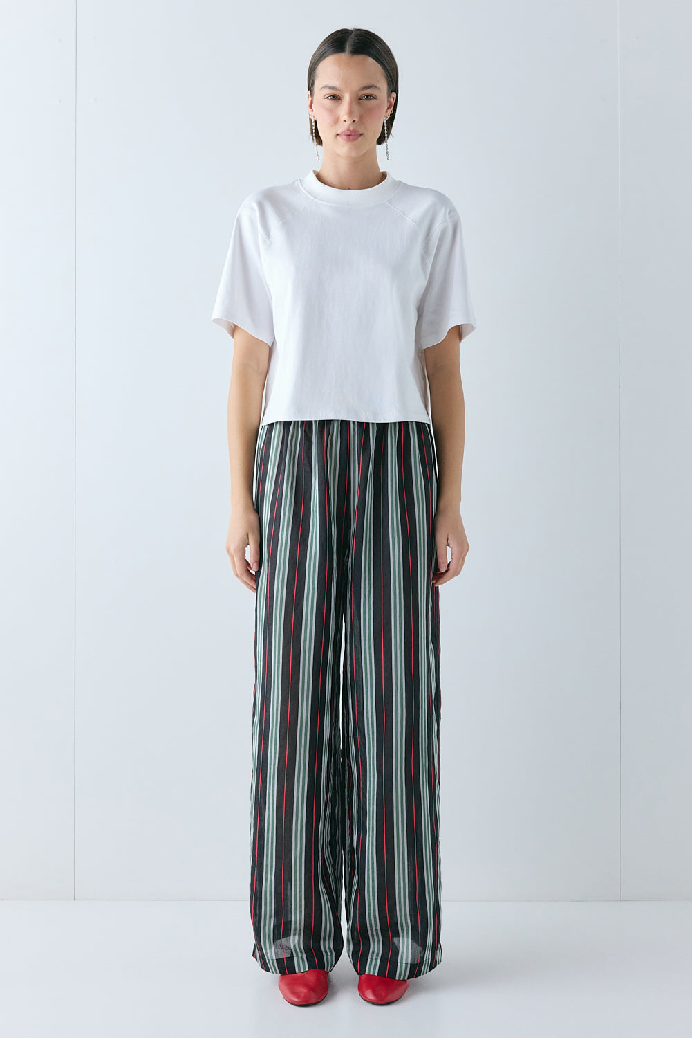 August Pants Green Stripe