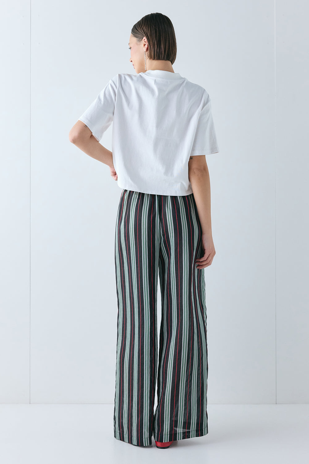 August Pants Green Stripe