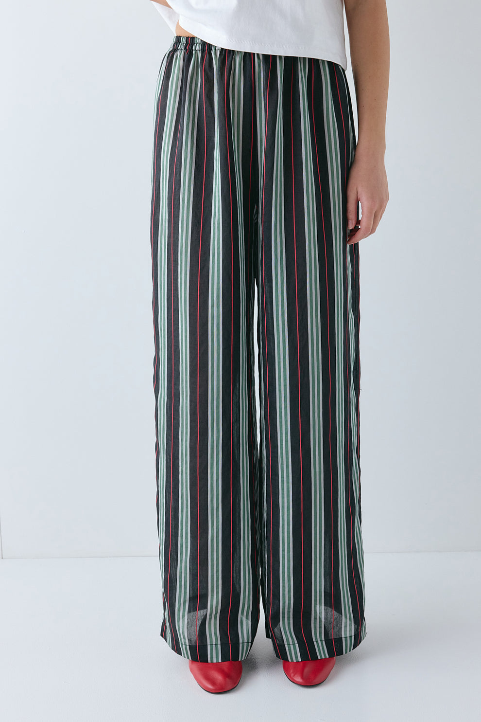 August Pants Green Stripe