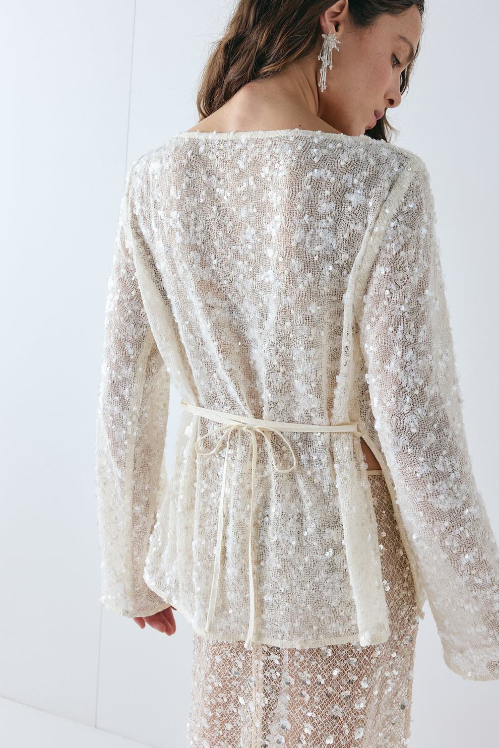 Maisie Sequin Top Cream