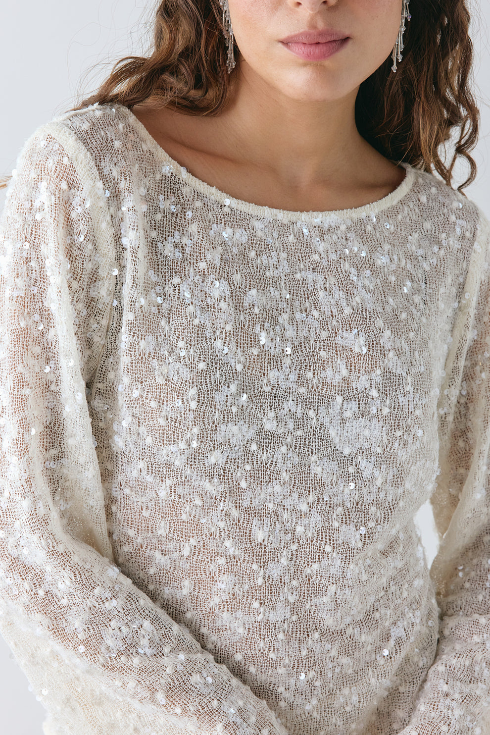 Maisie Sequin Top Cream