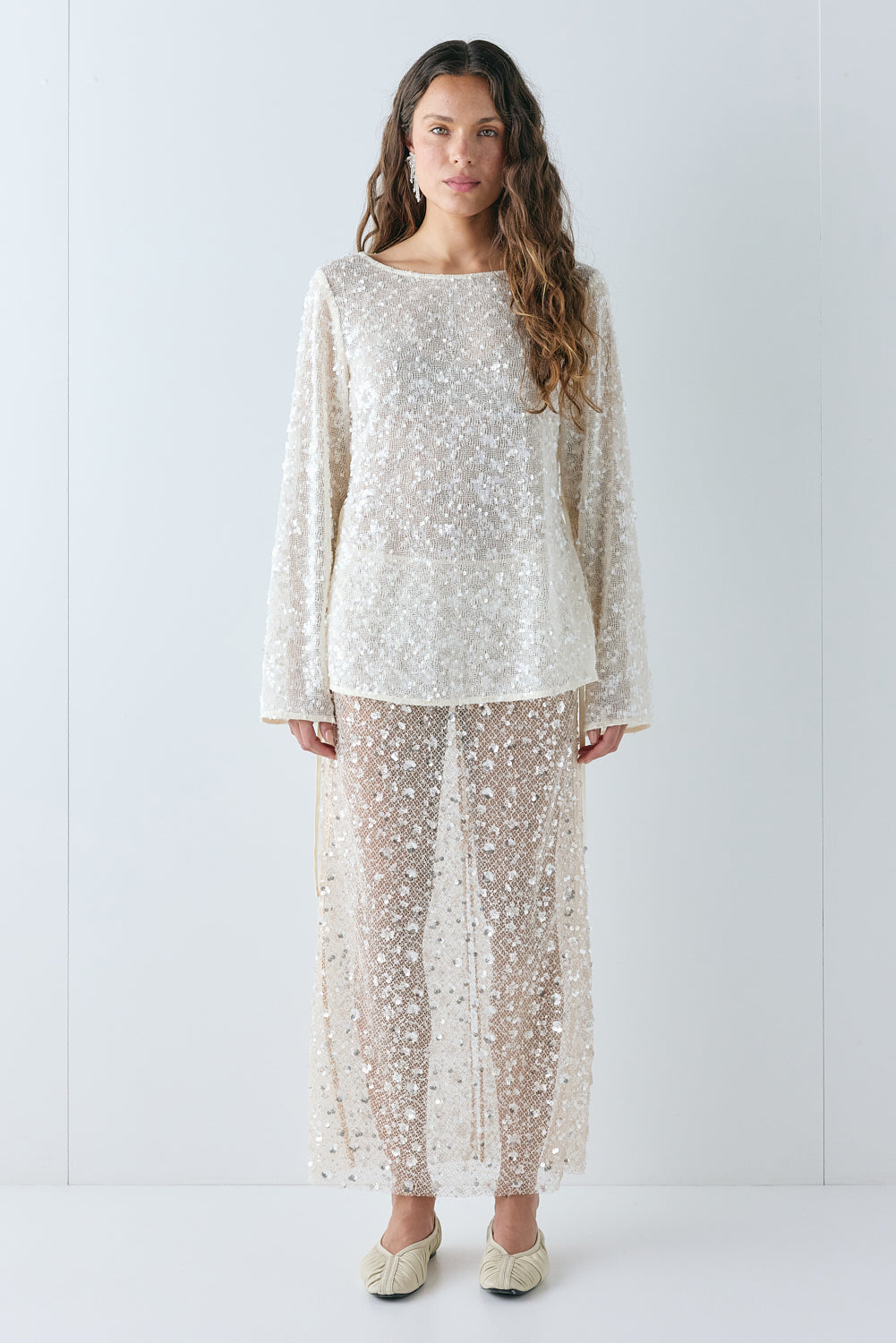 Maisie Sequin Top Cream